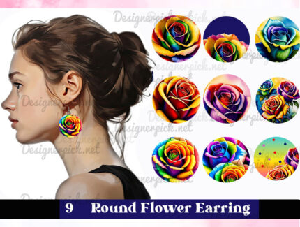 Flower Round Earring Png Bundle