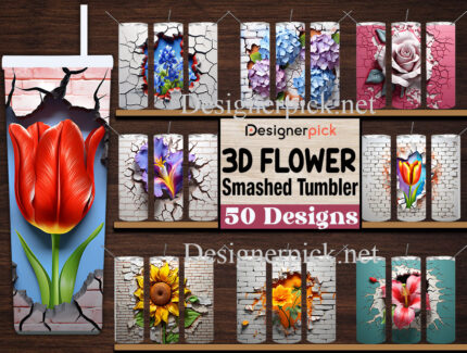 3D Flower Smashed Wall Tumbler Bundle