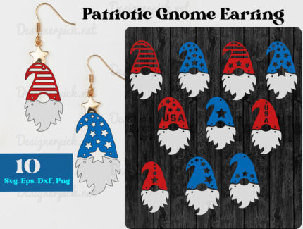 Patriotic Gnome Earring Svg Bundle