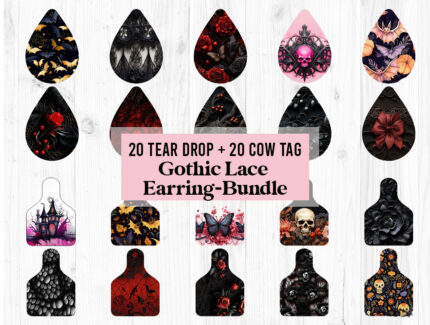 20 Gothic Earring Png Bundle