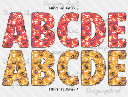 Halloween Doodle Alphabet Clipart, Spooky Letter