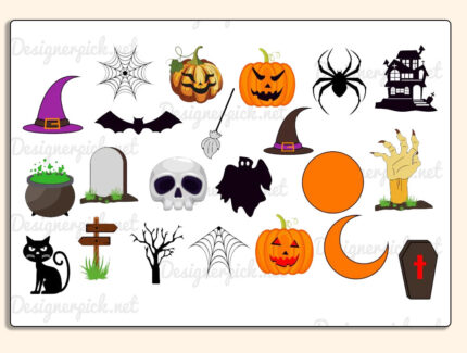 5 Halloween Doodle Alphabet Bundle with Clipart