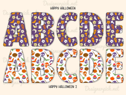Cute Halloween Doodle Alphabet Bundle