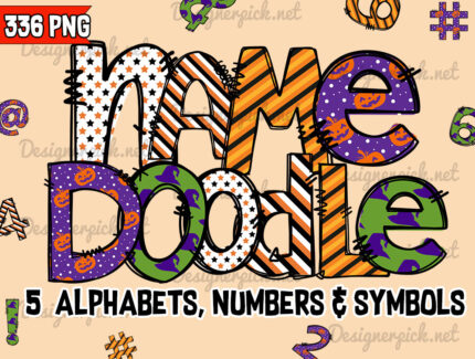 Halloween Doodle Alphabet Clipart