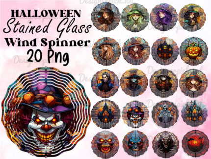 Halloween Stained Glass Wind spinner Png Bundle