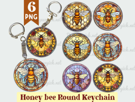 Honey Bee Keychain Png Bundle