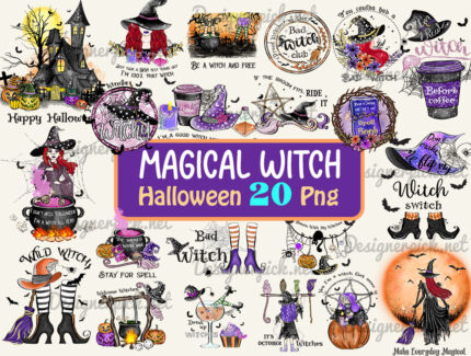 Magical Halloween Witch Png Bundle