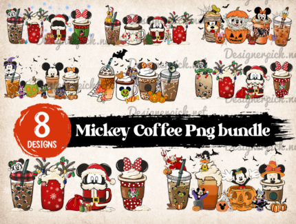 Mickey Mouse Coffee Png Bundle, Minnie Mouse Png
