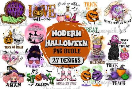 27 Modern Halloween Witch Png Bundle