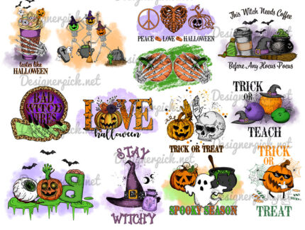 27 Modern Halloween Witch Png Bundle