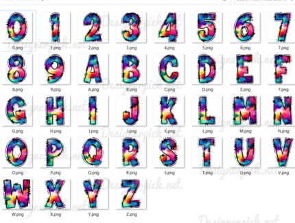 Neon Rainbow Doodle Alphabet
