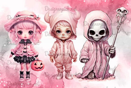 28 Pink Halloween Png Bundle, Cute Spooky Png