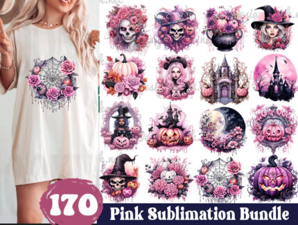 170 Pink Halloween Sublimation Graphics