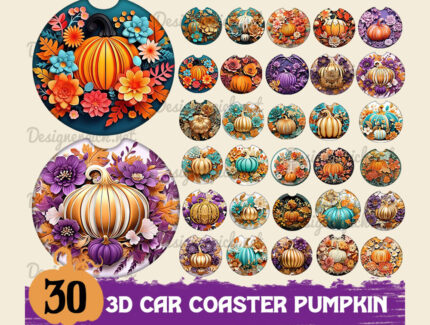 30 3D Pumpkin Car Coaster Bundle