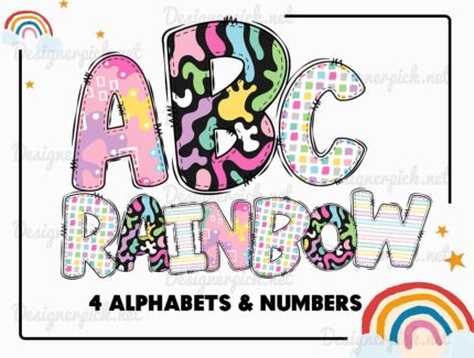 Rainbow Doodle Alphabet Set 4