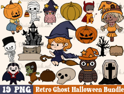 19 Retro Ghost Halloween Sublimation Bundle