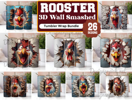 Rooster Smashed Wall Tumbler Bundle