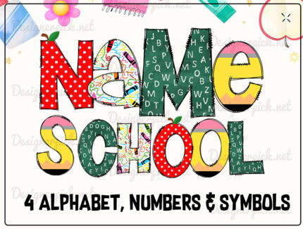 Back to School Doodle Alphabet Clipart
