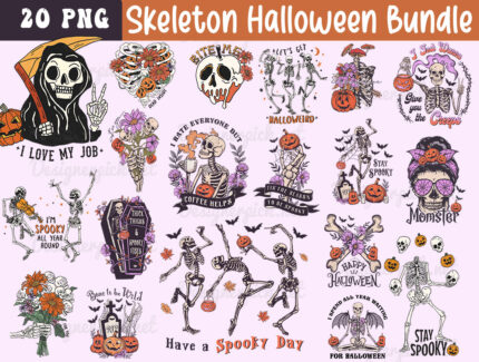 20 Skeleton Halloween Sublimation Bundle