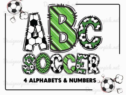 Soccer Doodle Alphabet Clipart