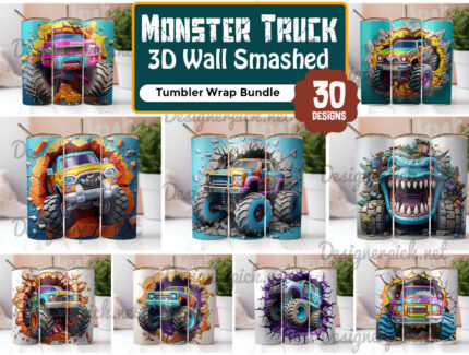 Monster Truck Smashed Wall Tumbler Bundle