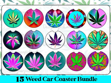 15 Weed Car Coaster Png Bundle