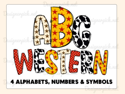 Western Cowboy Doodle Alphabet Set 4