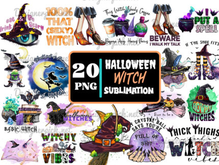 20 Halloween Witch Sublimation Bundle