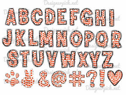 Christmas Doodle Alphabet Clipart Set 4