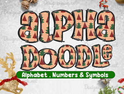 Boho Christmas Doodle Alphabet Bundle