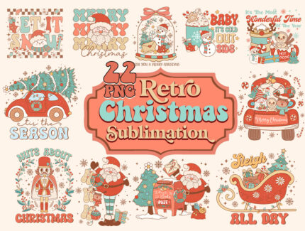 22 Retro Christmas Sublimation Bundle