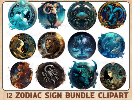 Zodiac signs Clipart, Zodiac Horoscope Watercolor Png