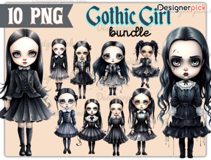 10 Gothic Girl Png Bundle