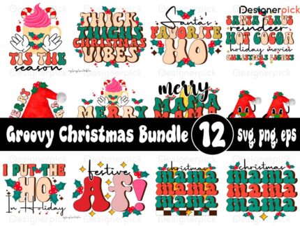 Groovy Christmas Sublimation Bundle, Cute Christmas Png