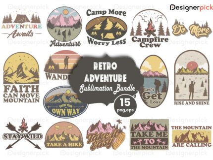 Retro Adventure Sublimation Bundle, Adventure Tshirt Design