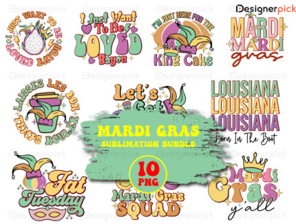 Mardi Gras Sublimation Bundle, Mardi Gras Png