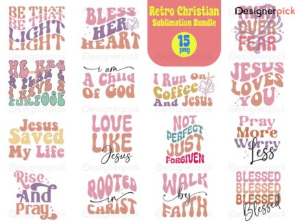 Retro Christian Faith Sublimation Bundle, Christian Png, Faith Png