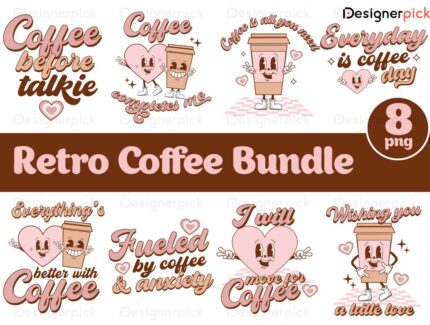 Retro Coffee Sublimation Bundle, Coffee Png