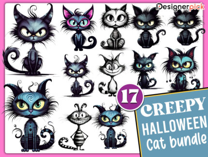 Creepy Cat Halloween Sublimation Bundle