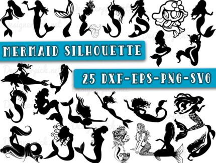 Mermaid Silhouette Svg Bundle, Mermaid SVG Bundle