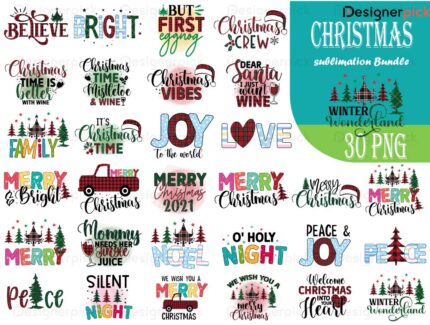 Christmas Sublimation Bundle, Cute Christmas Png