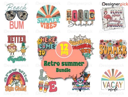 Retro Summer Png Bundle, Summer Sublimation Bundle