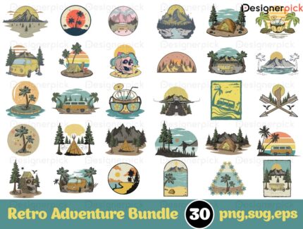 Retro Adventure Png Bundle, Adventure Sublimation Bundle