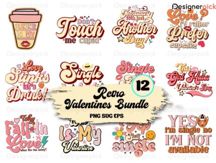 Retro Valentine Sublimation Bundle, Valentine Png