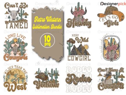 Retro Western Sublimation Bundle, Western Png