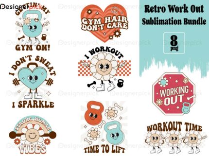 Retro Workout Sublimation Bundle, Workout Png