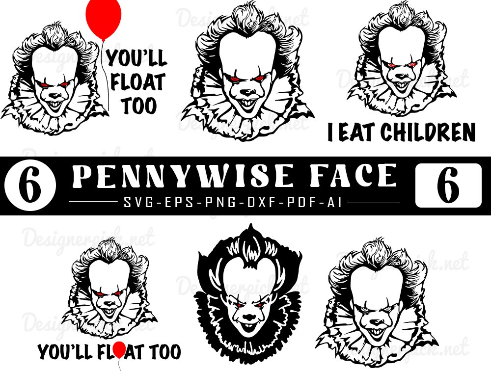 Pennywise Face Svg Bundle, Pennywise svg Bundle - Designerpick