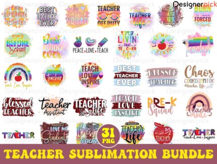 Teacher Sublimation Bundle, Teacher Quote Png, Teacher PNG Bundle