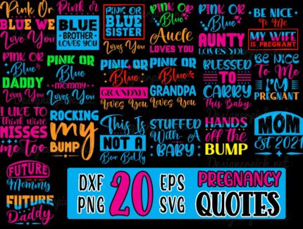 Pregnancy SVG Bundle, Pregnancy Quotes SVG Bundle