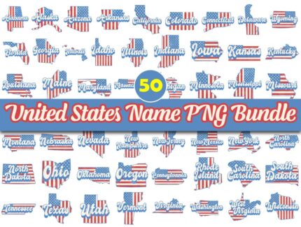 United State Name Sublimation Bundle, USA State Name Png